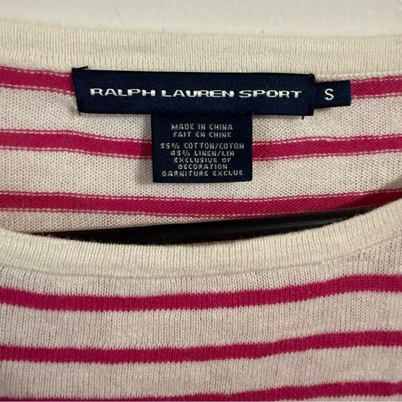 Ralph Lauren Pink and Cream Fitted Long Sleeve Sweatshirt - Picture 3 of 4